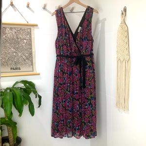 ModCloth Sleeveless Floral Faux Wrap Dress